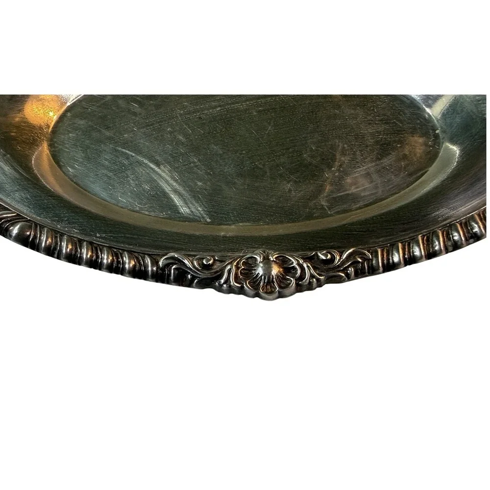 Gorham Silverplate Oval Tray Vanity Catchall Repousse Floral Grandmillennial